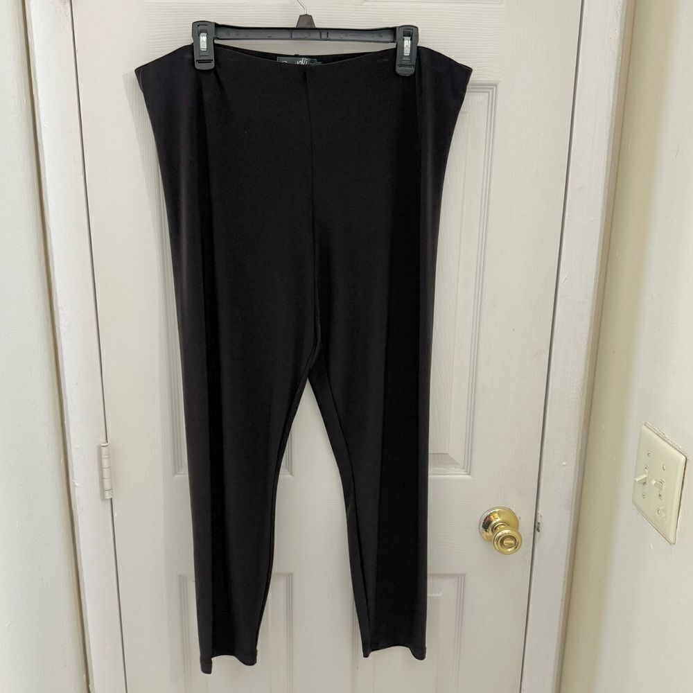 Sympli High Waisted Elastic Pull On Pants Dark Brown Size 18 Stretchy Straight